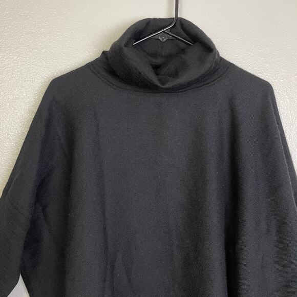 Cuyana Oversized Turtleneck Sweater Black Womens Regular Knit Tunic Slit - Picture 3 of 12